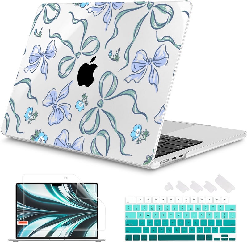 Mektron Designed for 2025/2024/2023 MacBook Air 15 INCH M4 A3241 /M3 A3114 /M2 A2941 Case, Printed Plastic Hard Shell Cover with 15.3" Liquid Retina Display Touch ID, Bows C355 - Image 1